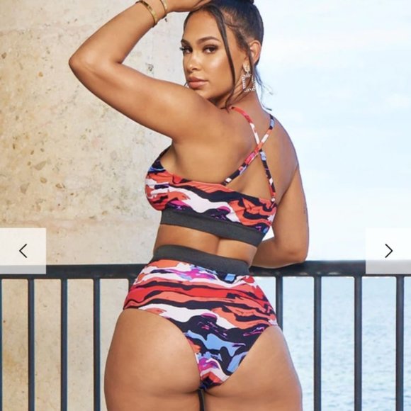 Swim icon 2 piece multi color plus size - Picture 7 of 8